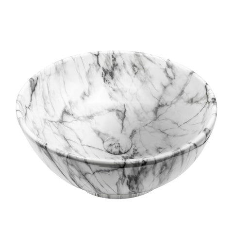 Aloni zebra waskom - opbouw - zonder overloop - zonder kraangat - met click waste - keramiek - 41X18X41 cm - wit marmer, wastafels — SKU MB-16211-19738, EAN 5404024105409