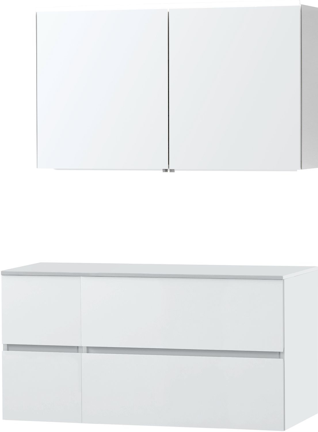 Meubel Molto poederwit 125 voor opbouwlavabo Solid spiegelkast