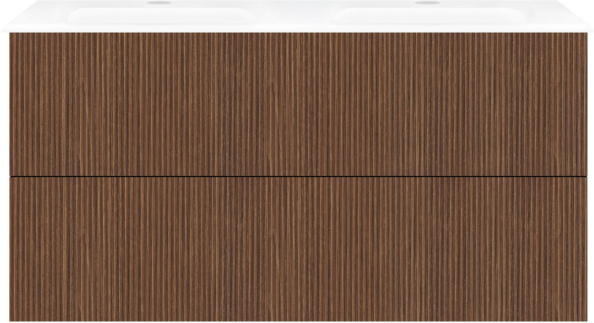 Onderbouw COFFEE 2 lade 120 duo notelaar Smartline + dubbele wastafel porselein wit