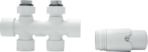 D-RADIATOR THERMOSTATISCHE DESIGN RADIATOR KRAANSET 2PIJPS/1PIJPS +KOPPELINGEN 16MM RECHT MAT WIT
