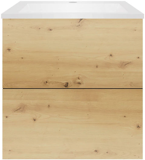 Onderbouw COFFEE 2 lades 60 eiken urban+wastafel kunstmarmer mat wit, badkamermeubelen — SKU DESCO-192146