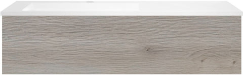 Onderbouw coffee 1 lade 120 eik decor zilver+wastafel kunstmarmer links wit, badkamermeubelen — SKU DESCO-191934
