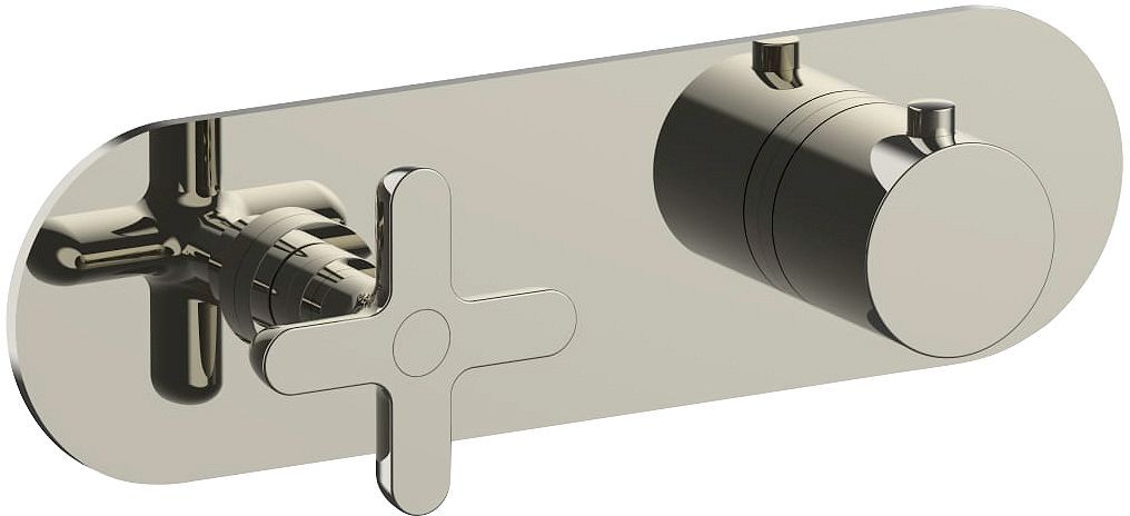 Afwerkset thermostaat+omsteller icona classic horizontaal polished nickel pvd
