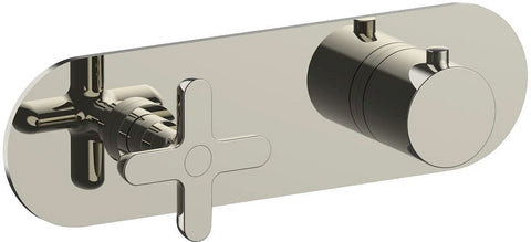 Afwerkset thermostaat+omsteller icona classic horizontaal polished nickel pvd