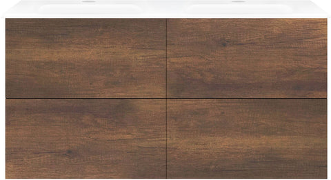 Onderbouw coffee 4 lades 120 duo duo eik.dec.roest +dubbele wastafel porselein wit, badkamermeubelen — SKU DESCO-193017