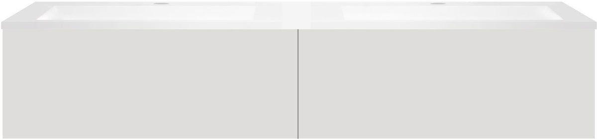 ONDERBOUW COFFEE 2 LADES 160 DUO FLUWEEL GRIJS MAT+DUBBELE WASTAFEL KUNSTMARMER WIT