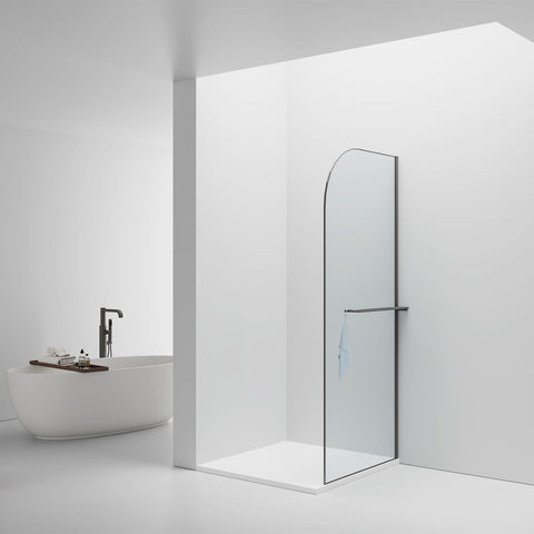 BELVIT Walk In inloopdouche 100x200cm helder glas grijs afgerond met handdoekhouder, inloopdouches — SKU MB-27576-31109, EAN 5404029128090