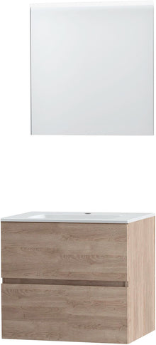 MEUBLE MOLTO CHENE NATUREL 70 MARBRE SYNTHETIQUE MIROIR