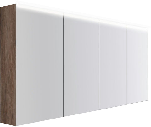 Spiegelkast COFFEE 4 deuren 1800MM 4250K notelaar Decor Fluweel, badkamermeubelen — SKU DESCO-193126