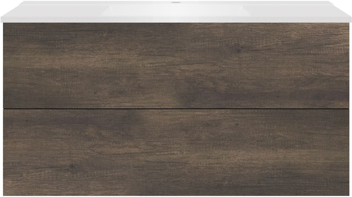 Onderbouw COFFEE 2 lades 120 kastanje Decor truffel+wastafel wit