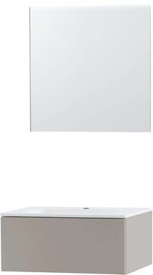 MEUBLE PURO SOLO GRIS 70 1 TIROIR MARBRE SYNTHETIQUE MIROIR