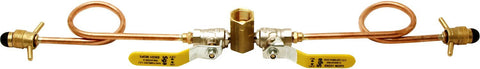 Verbinding 2 gasflessen +bolkranen pol M"
