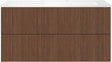 SOUS MEUBLE COFFEE 4 TIROIRS 120 NOYER SMARTLINE+LAVABO DROITE EN MARBRE SYNTHETIQUE BLANC MAT