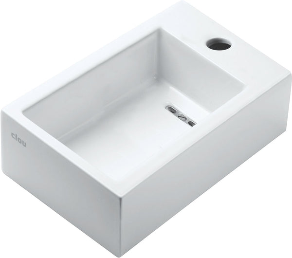 LAVE-MAINS FLUSH 3 CLOU 36CM +TROU ROBINET DROITE BLANC CERAMIQUE