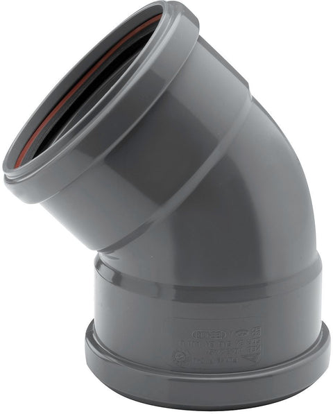 PVC ELLEBOOG 45° RIOOL 125MM FF GRIJS