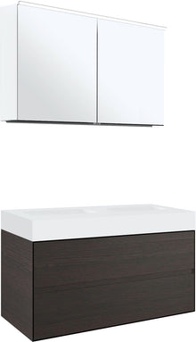 Meubel 2LADES voor tablet puro 2 lavabos tenso 120CM wenge met spiegelkast