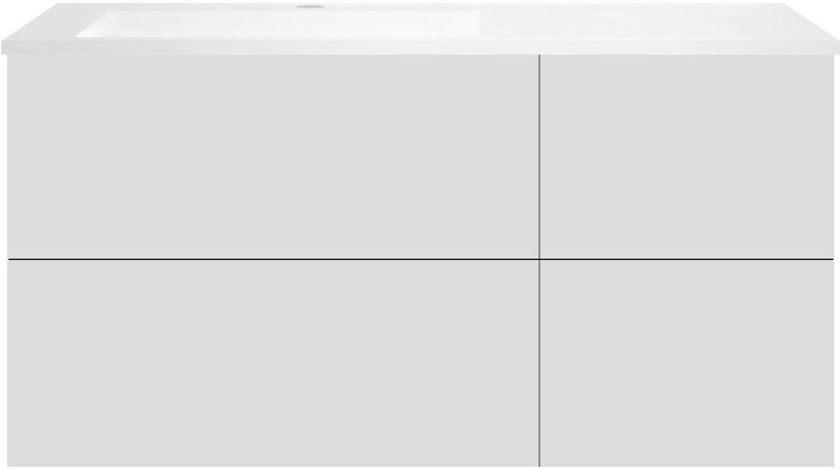ONDERBOUW COFFEE 4 LADES 120 FLUWEEL GRIJS MAT+WASTAFEL LINKS KUNSTMARMER MAT WIT