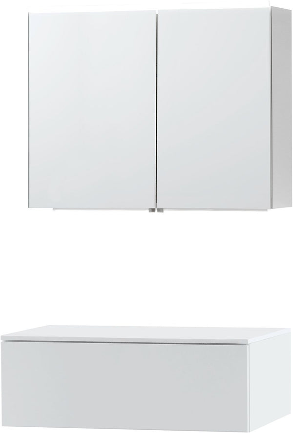Meubel puro Solo wit 90 1 lade Solid opbouw spiegelkast