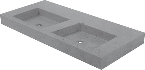 Tablet briq 140CM 2 lavabo's zonder kraangat/overloop Beton, wastafels — SKU DESCO-178744