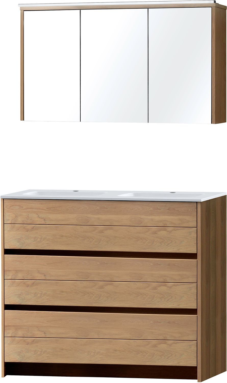 Meubel Molto massif duo eik 120 kunstmarmer spiegelkast