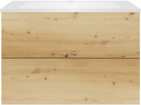 Onderbouw COFFEE 2 lades 90 eiken urban+wastafel kunstmarmer wit, badkamermeubelen — SKU DESCO-192169