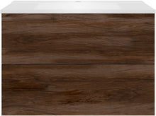SOUS MEUBLE COFFEE 2 TIROIRS 90 NOYER DECOR VELOURS+LAVABO BLANC MAT