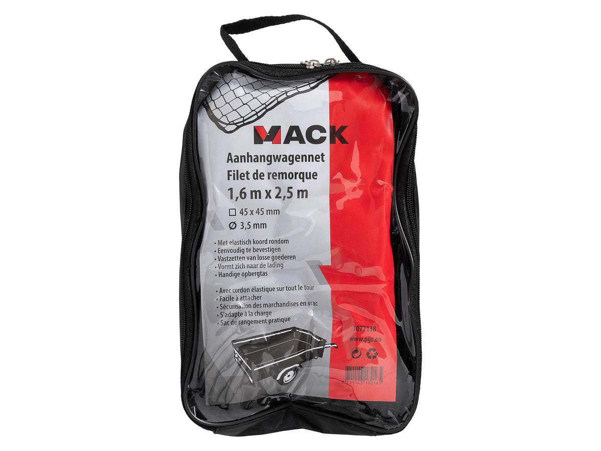 Mack aanhangwagennet 160x250 cm zwart