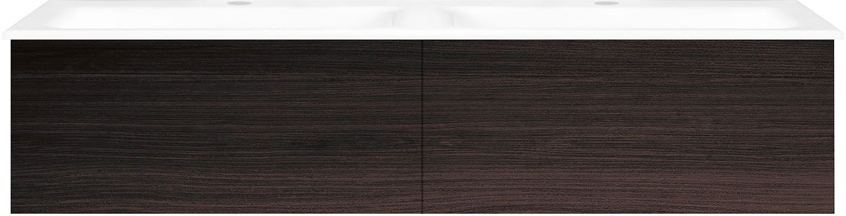 Onderbouw COFFEE 2 lades 140 duo eik Decor mokka +dubbele wastafel porselein wit