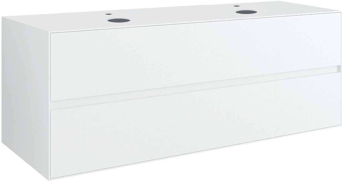 Onderbouw 2LADES+TABLET voor 2 opbouwlavabos tenso 140CM +kraangat wit