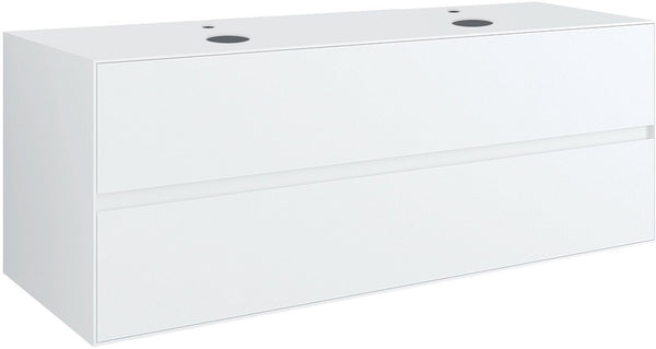Onderbouw 2LADES+TABLET voor 2 opbouwlavabos tenso 140CM +kraangat wit