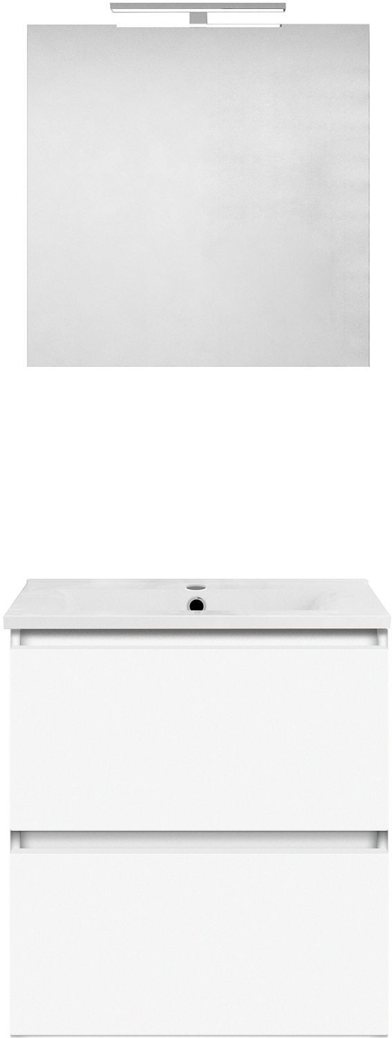 Meubel form 60CM Solo 2 lade porselein +spiegel wit