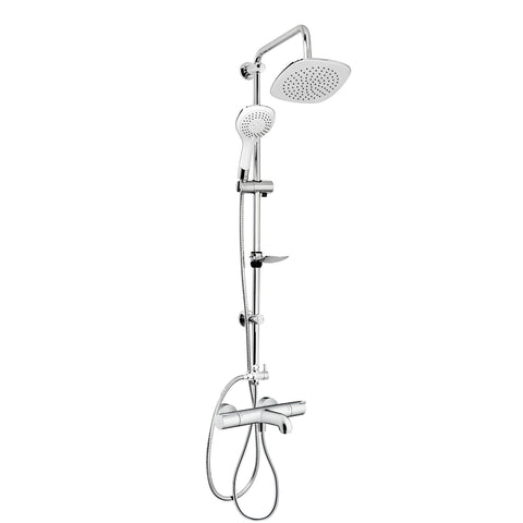 Doucheset met Hansgrohe Ecostat 1001 CL badthermostaat en Belvit regendouche & 3-straals handdouche chroom, hoofddouches — SKU MB-28718-32344, EAN 5404029134817
