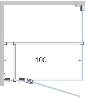 DRAAIDEUR M.VAST DEEL+ZIJPANEEL TOT 100CM HOOGTE 200CM CHROOM-HELDER