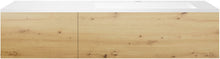 SOUS MEUBLE COFFEE 2 TIROIRS 140 CHENE DECOR URBAN+LAVABO EN MARBRE SYNTHETIQUE DROITE BLANC MAT