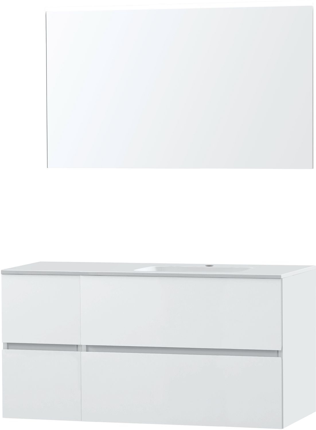 MEUBEL MOLTO POEDERWIT 125 RECHTS KUNSTMARMER SPIEGEL