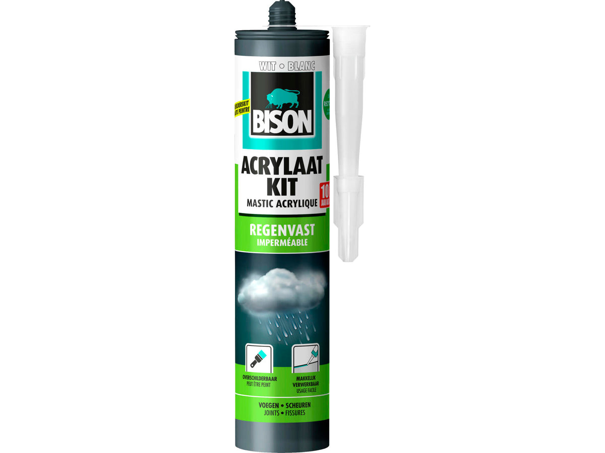 Bison acrylaatkit regenvast 310ml wit