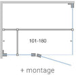 Draaideur met vast deel+ zijpaneel close tot 180CM H200CM helder-inox mat+ montage