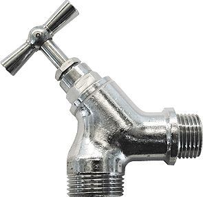 Chromat dubbel dienstkraan mini 1/2"-3/4"M zonder koppeling