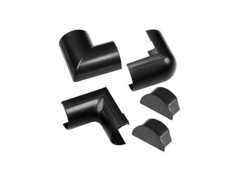 adapter kit voor kabelgoot halve cirkel 50x25 mm zwart 5 stuks