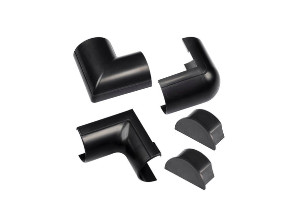 kit adaptateur pour goulotte demi-cercle 50x25 mm noir 5 pièces