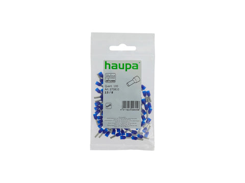 Haupa adereindhuls 2,5mm² 8mm blauw
