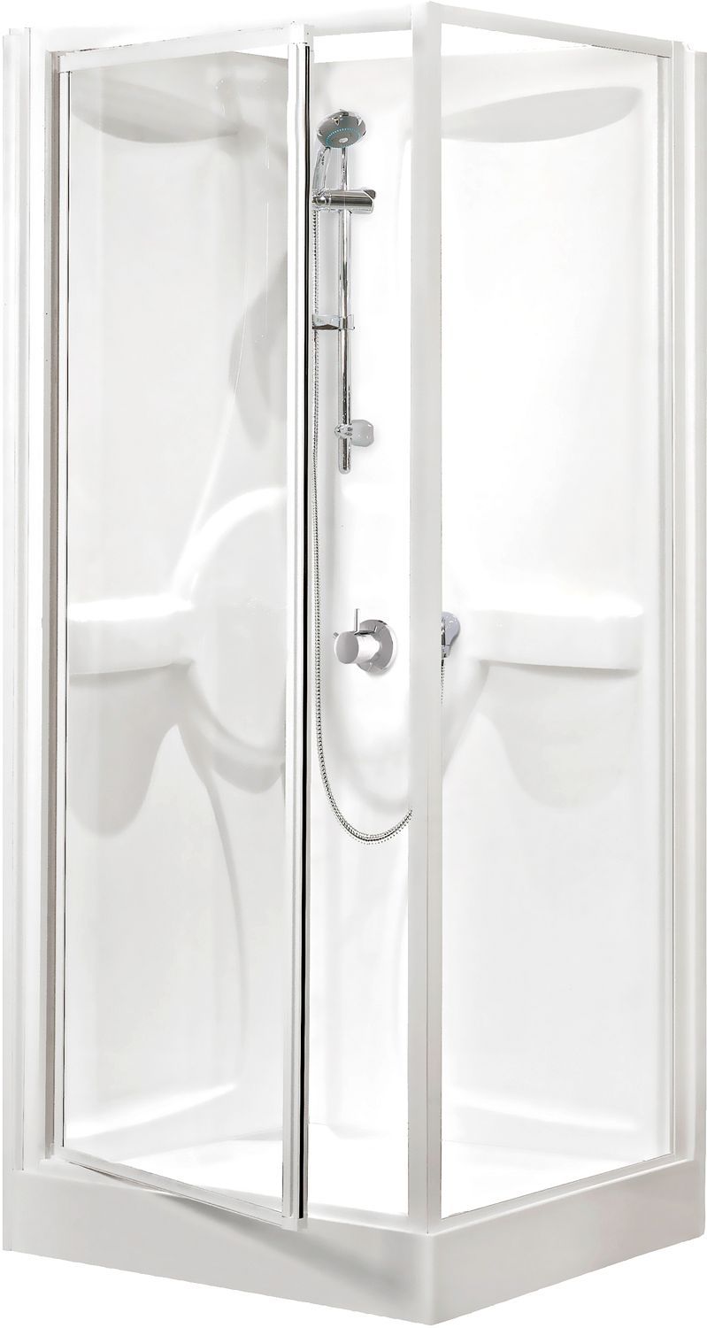 Douchecabine desco Collection 90-90+INBOUW thermostaat aluminium/wit-helder
