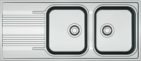 INBOUW SPOELTAFEL SMART FRANKE 2 BAKKEN+VERLEK 116X50 INCLUSIEF AFLOOPSYSTEEM OMKEERBAAR