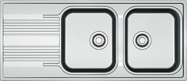EVIER ENCASTRE SMART FRANKE 2BACS+EGOUTTOIR 116X50 INCLUS SET EVACUATION AVEC SIPHON