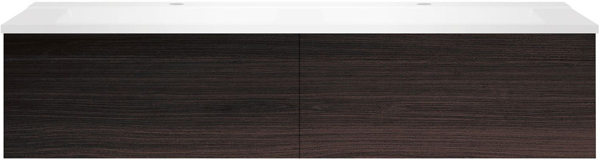 Onderbouw COFFEE 2 lades 140 duo eik Decor mokka +dubbele wastafel wit