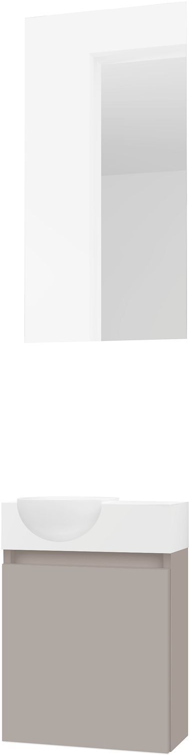 HANDENWASSER FORM MINI QUO LINKS / 1 DEUR/ SPIEGEL POEDERGRIJS