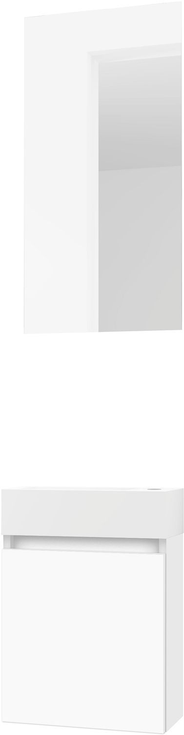 Handenwasser form mini solid/ 1 deur/ spiegel wit