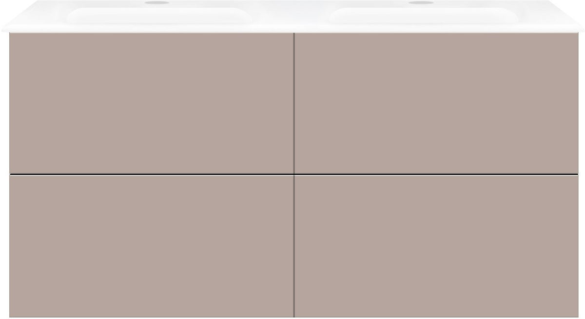 Onderbouw COFFEE 4 lades 120 duo duo basaltgrijs mat +dubbele wastafel porselein wit