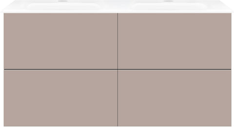 Onderbouw COFFEE 4 lades 120 duo duo basaltgrijs mat +dubbele wastafel porselein wit, badkamermeubelen — SKU DESCO-193010