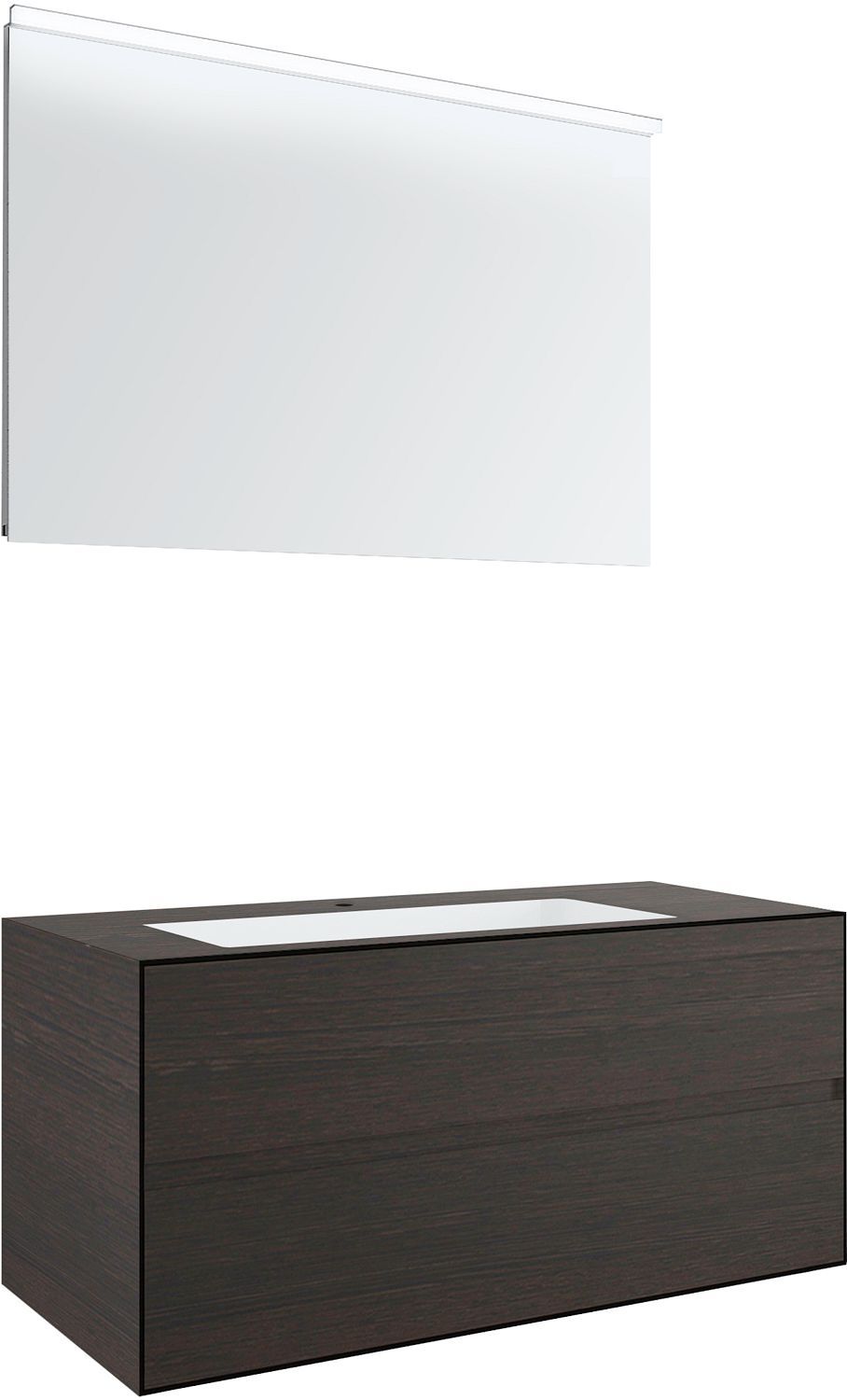 Meubel 2 lades+meubellavabo centraal tenso 120CM +kraangat wenge met spiegel